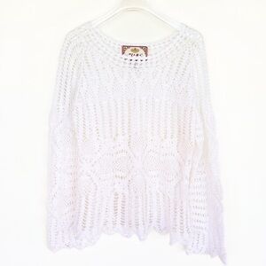 Vtg Bohemian crocheted top Flare Bell Sleeves by TIARA Womens size S